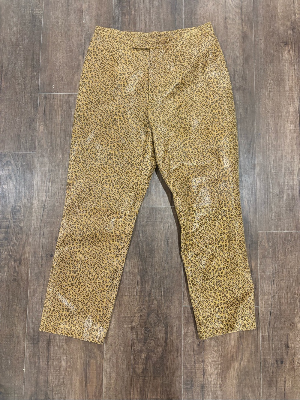 Vintage Newport News Women's Genuine Leather Cheetah Print Pants Size 14 Lined